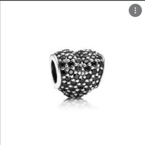 Genuine Pandora Charm "Black Pavé Heart"